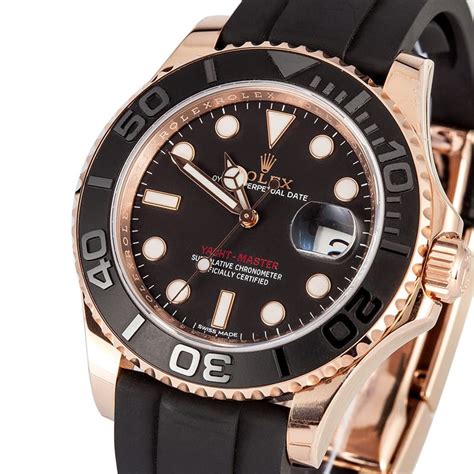 rolex yacht master rose gold rubber strap replica|rolex yacht master bands.